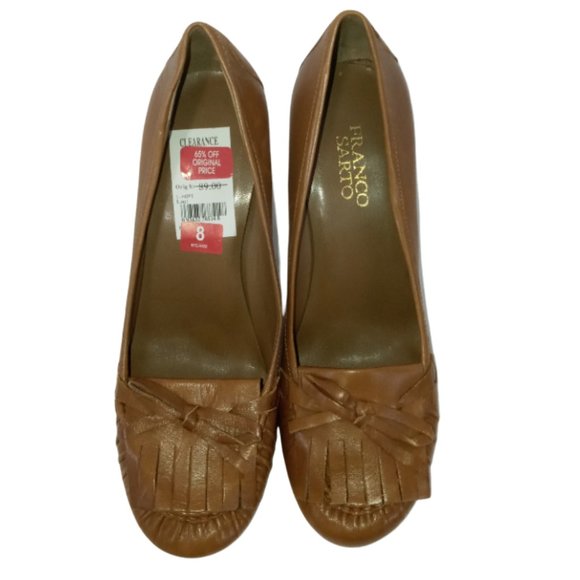 Franco Sarto Fringe Shoes Pumps Leather "L-Hopi" Womens Size 8 High Heels - Picture 1 of 8